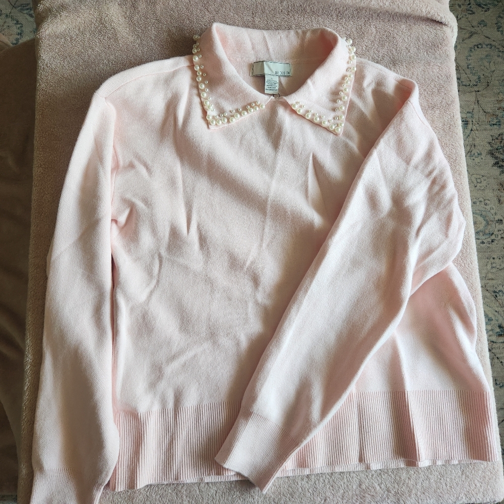 Pink Coquette Sweater with Pearl Detail